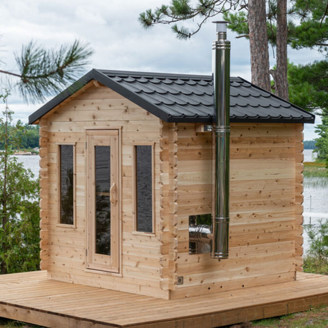Leisurecraft-CT-Georgian-Cabin-Front-and-Right-Side-View