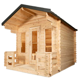 Georgian Cabin Sauna with Porch - Front and Right Side View