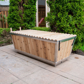 Front, top, and side views of the Polar Plunge Tub, highlighting its design and features without any distractions.