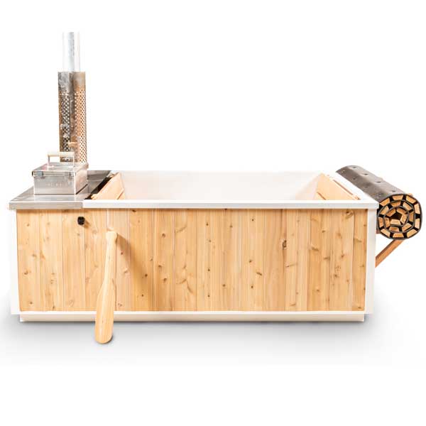 Side view of the Starlight Hot Tub featuring a paddle, emphasizing its functionality and design.
