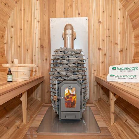 Front view of a chimney with shields and an elbow connected to the back wall, showcasing the design and structure of the installation