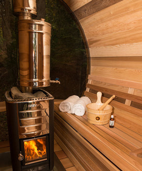 Interior view of a top chimney and heat shield set featuring a water tank, showcasing its construction and design elements.