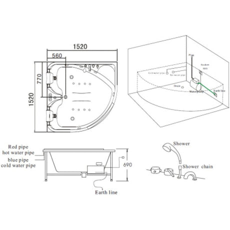 Luxury Bath Supply Mesa 2 Person Corner Hot Tub BT-150150 | Empire Saunas