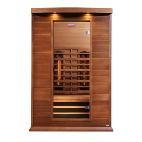 Front view of the Golden Designs Maxxus 2-Person Full Spectrum Infrared Sauna