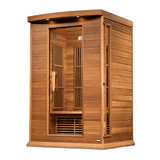 Right side view of the Golden Designs Maxxus 2-Person Near Zero EMF Sauna in Red Cedar