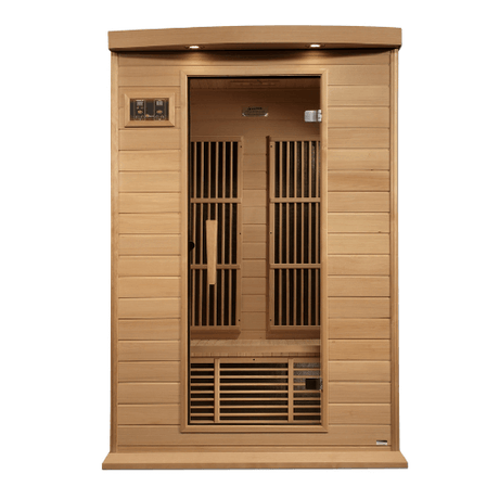 Front view of the Golden Designs Maxxus 2-Person Near Zero EMF Sauna