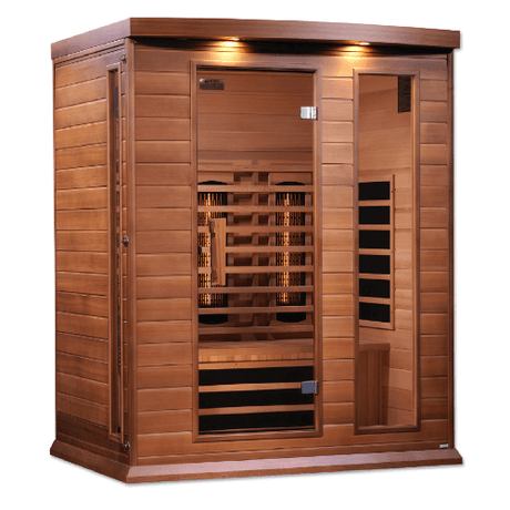 Left side view of the Golden Designs Maxxus 3-Person Full Spectrum Infrared Sauna