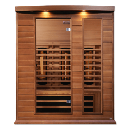 Front view of the Golden Designs Maxxus 3-Person Full Spectrum Infrared Sauna