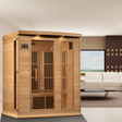 A lifestyle view of the Golden Designs Maxxus 3-Person Low EMF Sauna MX-K306-01