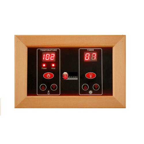 Close-up view of the control panel in the Golden Designs Maxxus 3-Person Low EMF Sauna MX-K306-01