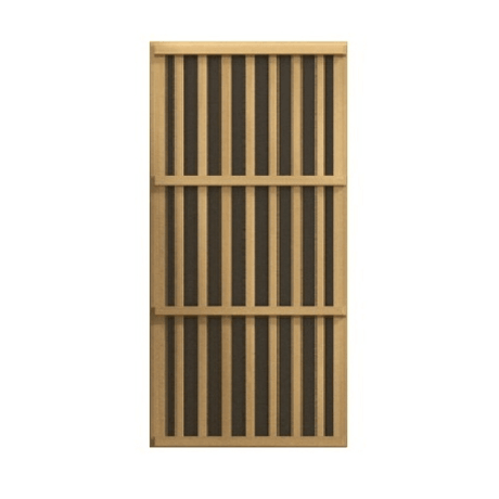 Wooden window panel of the Golden Designs Maxxus 3-Person Near Zero EMF Corner Sauna