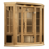 Left view of the Golden Designs Maxxus 3-Person Near Zero EMF Corner Sauna