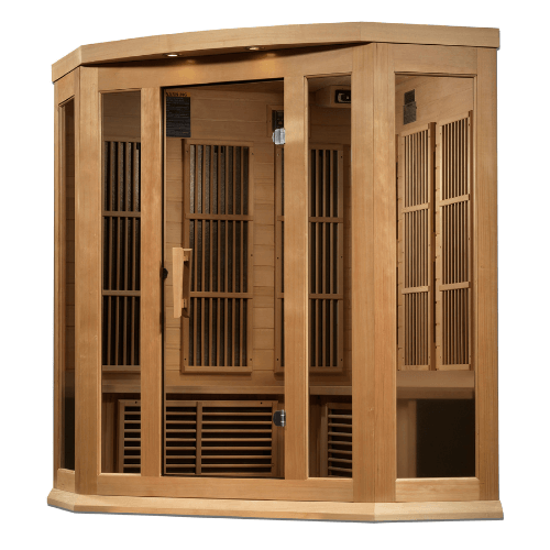 Right side view of the Golden Designs Maxxus 3-Person Near Zero EMF Corner Sauna