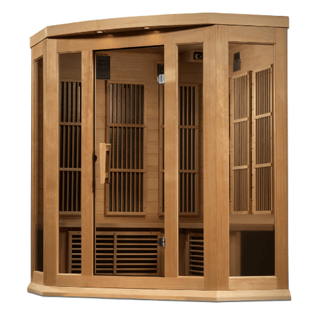 Right side view of the Golden Designs Maxxus 3-Person Near Zero EMF Corner Sauna
