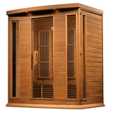 Right side view of the Golden Designs Maxxus 4-Person Low EMF Sauna made of red cedar