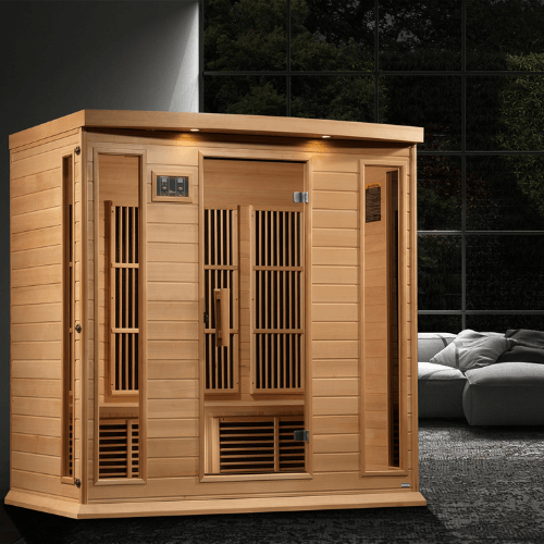 Lifestyle view of the Golden Designs Maxxus 4-Person Near Zero EMF Sauna