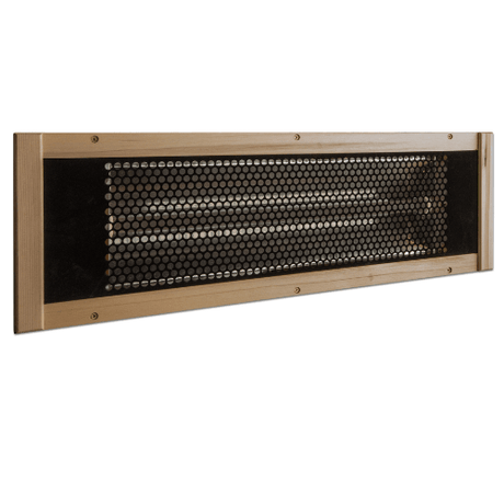 Close-up of the heater and ambient lighting in the Golden Designs Maxxus Alpine Dual Tech Low EMF Sauna