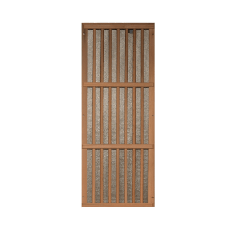 Close-up of the wooden window panel in the Golden Designs Maxxus Montilemar sauna