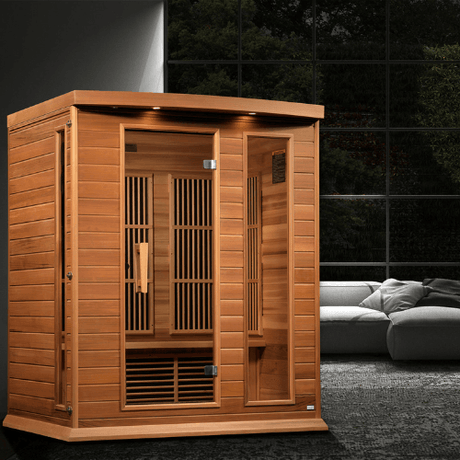 A serene view of the Golden Designs Maxxus Montilemar sauna