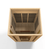 Semi-top angle view of the Golden Designs Maxxus Trinity Dual Tech Low EMF Sauna