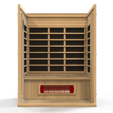 Interior view of the Golden Designs Maxxus Trinity Dual Tech Low EMF Sauna