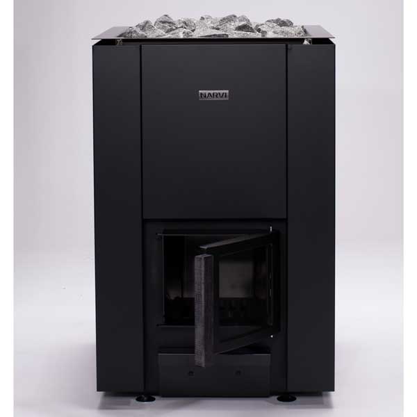 Front view of the NARKAAM Kamos 20 showcasing a black finish with stone accents at the top.