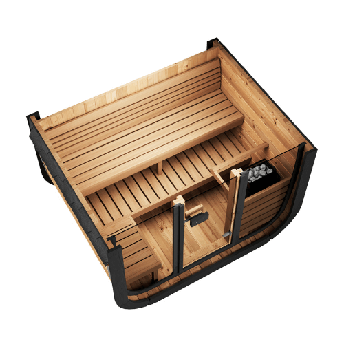 Saunalife Model Cl5G Outdoor Cube Sauna Aerial View