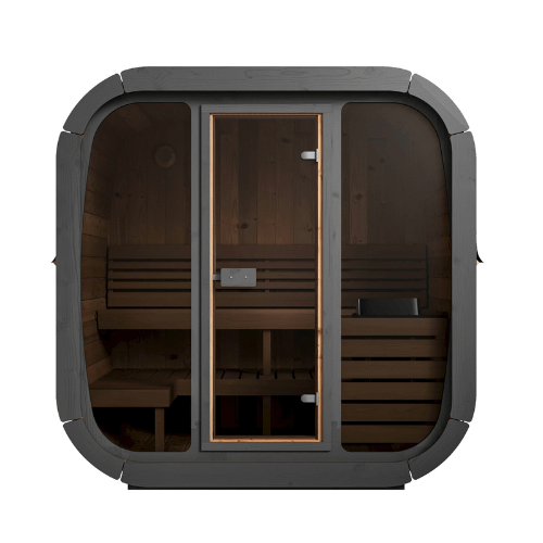 Saunalife Model Cl5G Outdoor Cube Sauna Front View