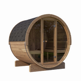 Saunalife Model E8G Ergo Barrel Glass Front Sauna Front Side View