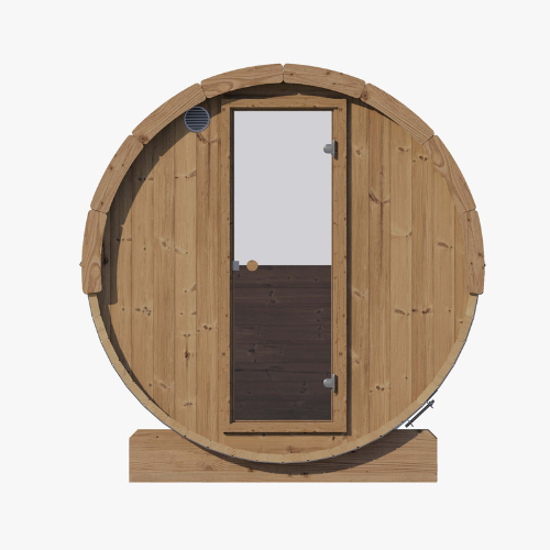 Saunalife Model E8W Ergo Barrel-Window Sauna Front View