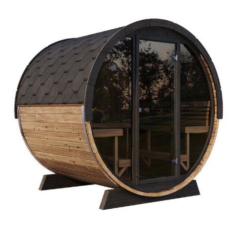 Saunalife Model Ee8G Ergo Elegance Barrel Sauna Front Side View