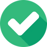 White checkmark symbol on a green circular background.