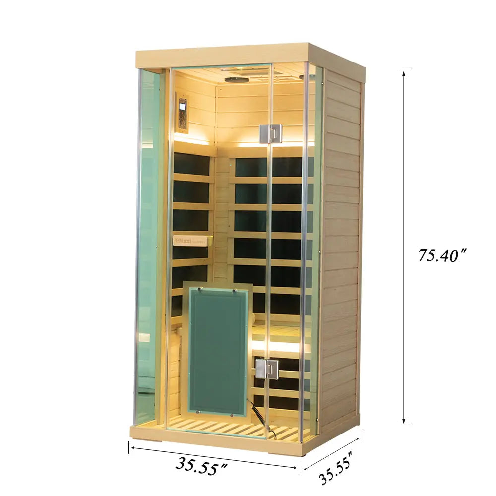 Wizzi Saunas 1 Person Large Glass Design Full Spectrum Infrared | Empire Saunas