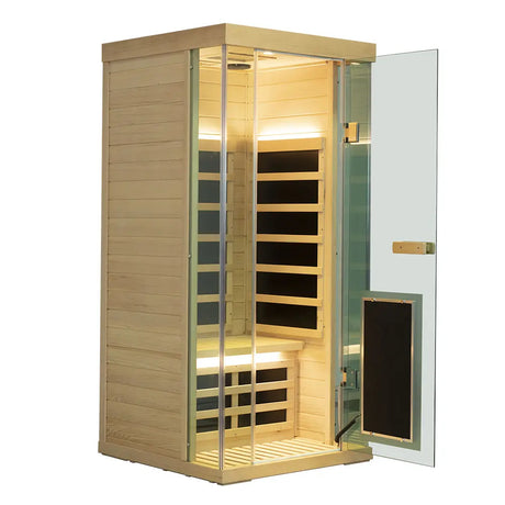 Wizzi Saunas 1 Person Large Glass Design Full Spectrum Infrared | Empire Saunas